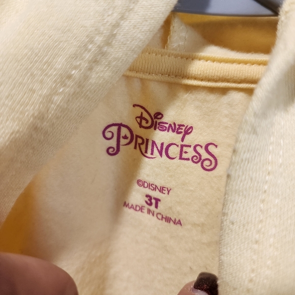 Disney Bella Beauty and The Beast Yellow Hooded zip up sweater size 3T - Picture 6 of 10